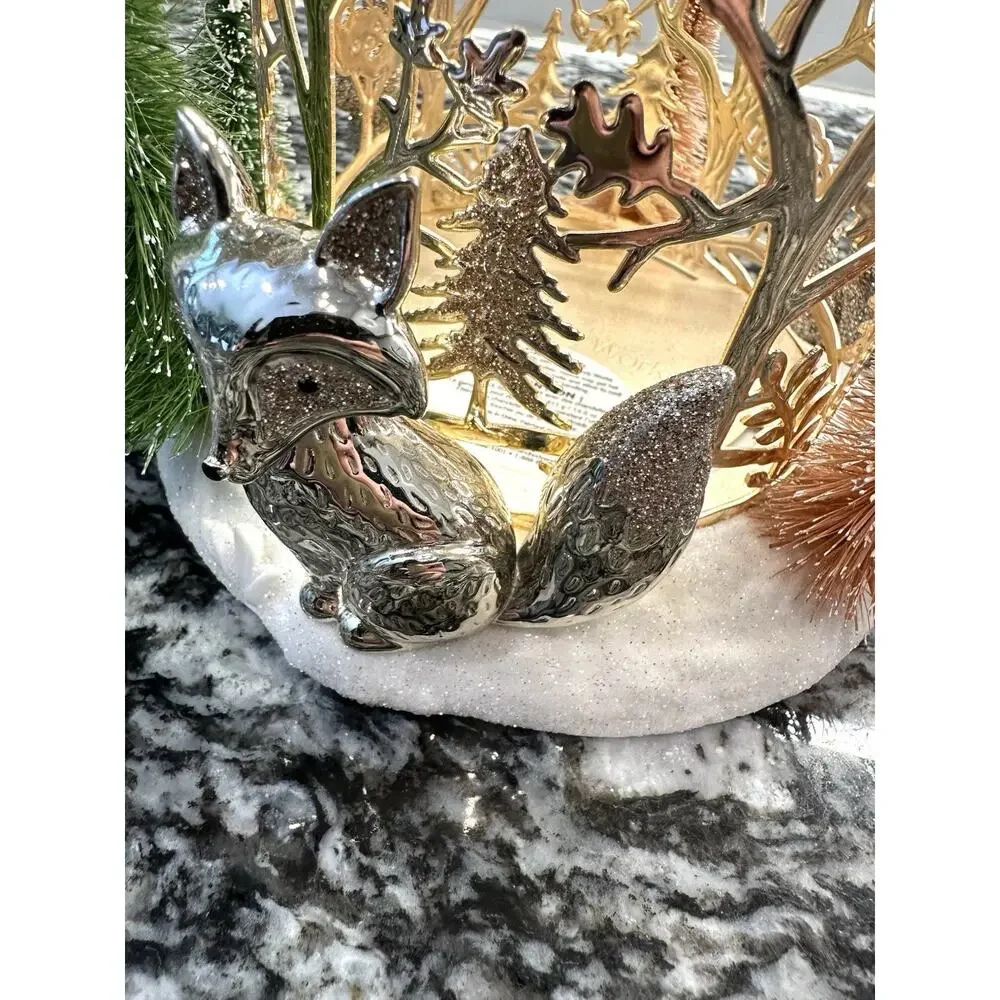 Bath Body Works Christmas Scene Candle Holder Fox Rabbit Squirrel Rare - Picture 6 of 7